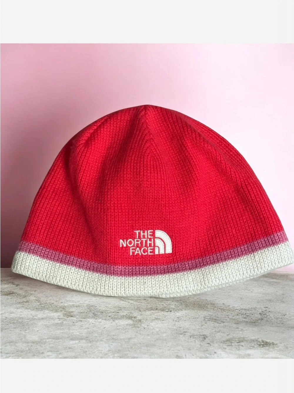 The North Face Girl’s Red Beanie with Trim!